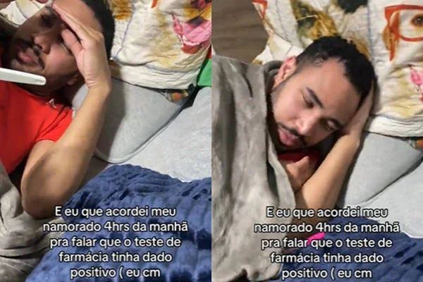 Homem dorme após descobrir gravidez da mulher. Vídeo viralizou no TikTok - Metrópoles