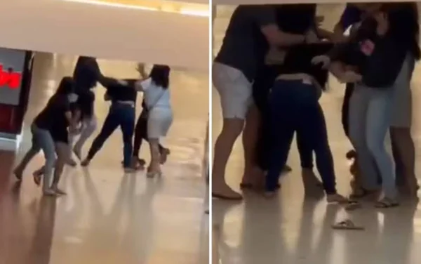 imagem colorida ex-colegas de trabalho brigam em shopping de goias