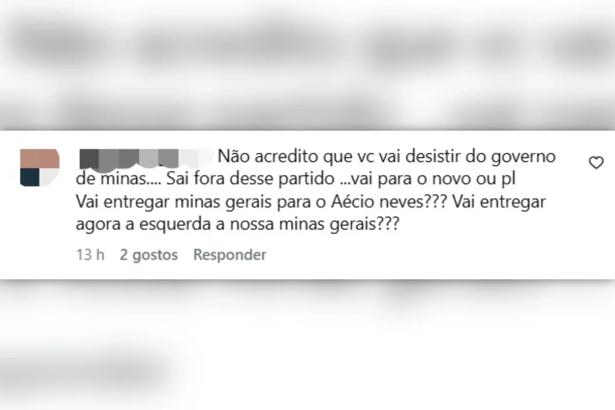 Comentários nas redes sociais questionam a decisão de Cleitinho de abandonar a disputa pelo governo de MG Comentários nas redes sociais questionam a decisão de Cleitinho de abandonar a disputa pelo governo de MG