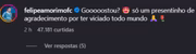 Felipe Amorim deixou recado no post de Virginia Fonseca.