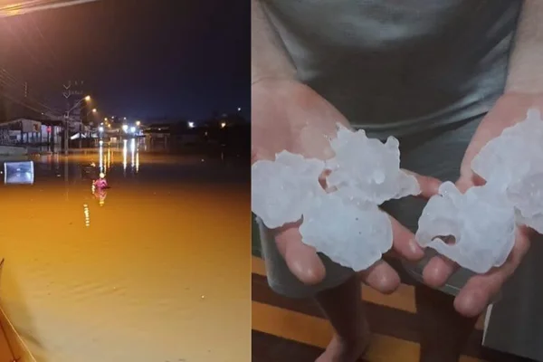 Imagem colorida mostra Chuva e granizo em Santa Catarina - Metrópoles