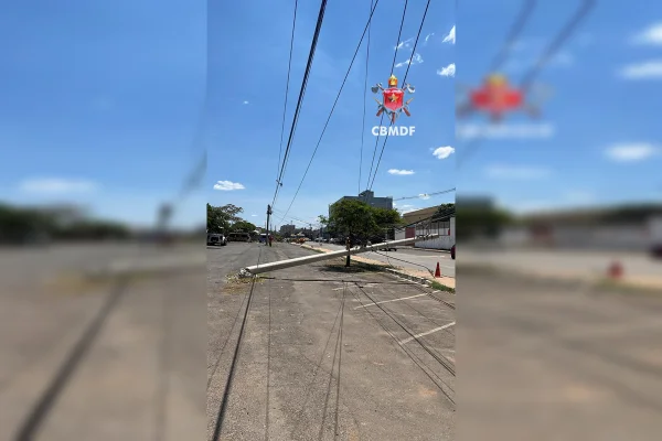 Caminhão bate em poste, derruba outros três e deixa local sem energia no DF - destaque galeria