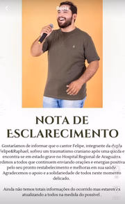 O acidente do cantor Felipe Silva aconteceu no fim de semana