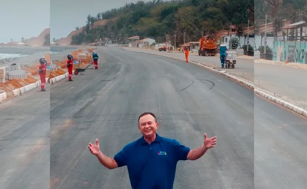 Governador do Maranhão, Carlos Brandão (sem partido), divulga obra na Avenida Litorânea