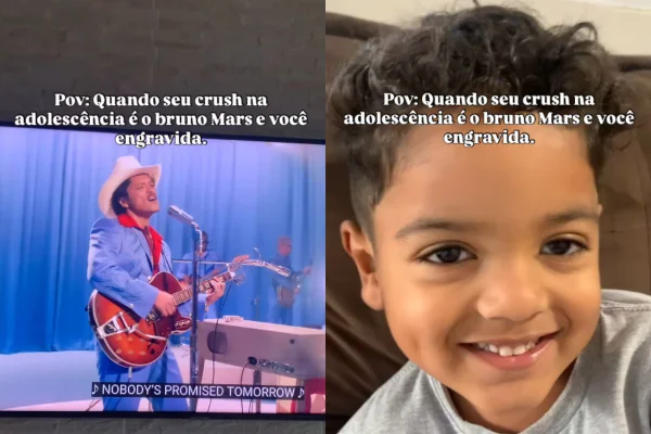 O próprio cantor comentou no post de Alessandra Santos, fã de Bruno Mars há anos. Ela revelou que escutou muito o artista na geração de Noah - Metrópoles