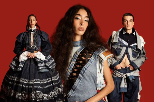 Montagem com imagem de editorial da Levi's - Metrópoles