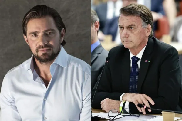 Montagem com fotos de Daniel Vorcaro e Bolsonaro
