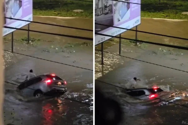 Imagem colorida, Motorista é 'engolido' por enxurrada após fortes chuvas na Bahia- Metrópoles