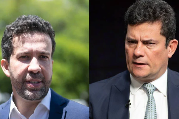 Imagem colorida de André Janones e Sergio Moro - Metrópoles
