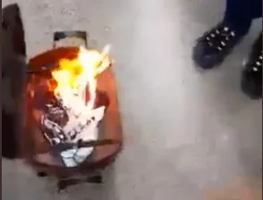 SP: professor leva churrasqueira para escola e queima máscaras; vídeo