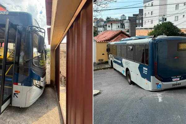 Ônibus fica preso no asfalto e moradores não conseguem sair de casa em BH