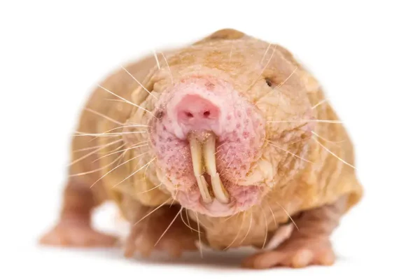 rato-toupeira-pelado no fundo branco