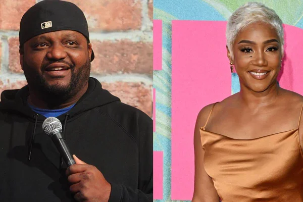 Foto colorida Tiffany Haddish e Aries Spears-Metrópoles