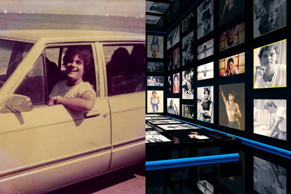 foto colorida de cazuza em carro e fotos em exposição - metrópoles