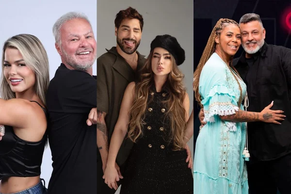Montagem com fotos de Silvia e André, Rayanne e Victor, e Cris e Kadu - Metrópoles