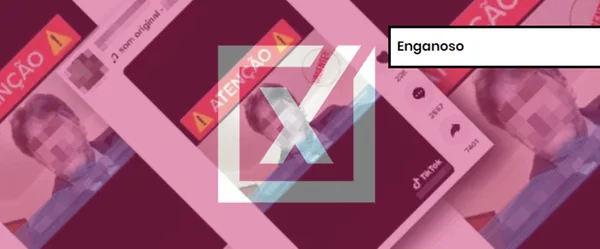 Captura de tela de vídeo no TikTok com etiqueta de conteúdo enganoso