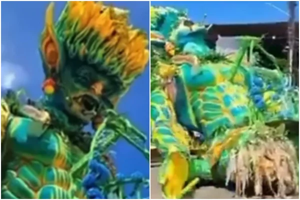 Alegoria do Boi Caprichoso desaba durante translado em Paritins