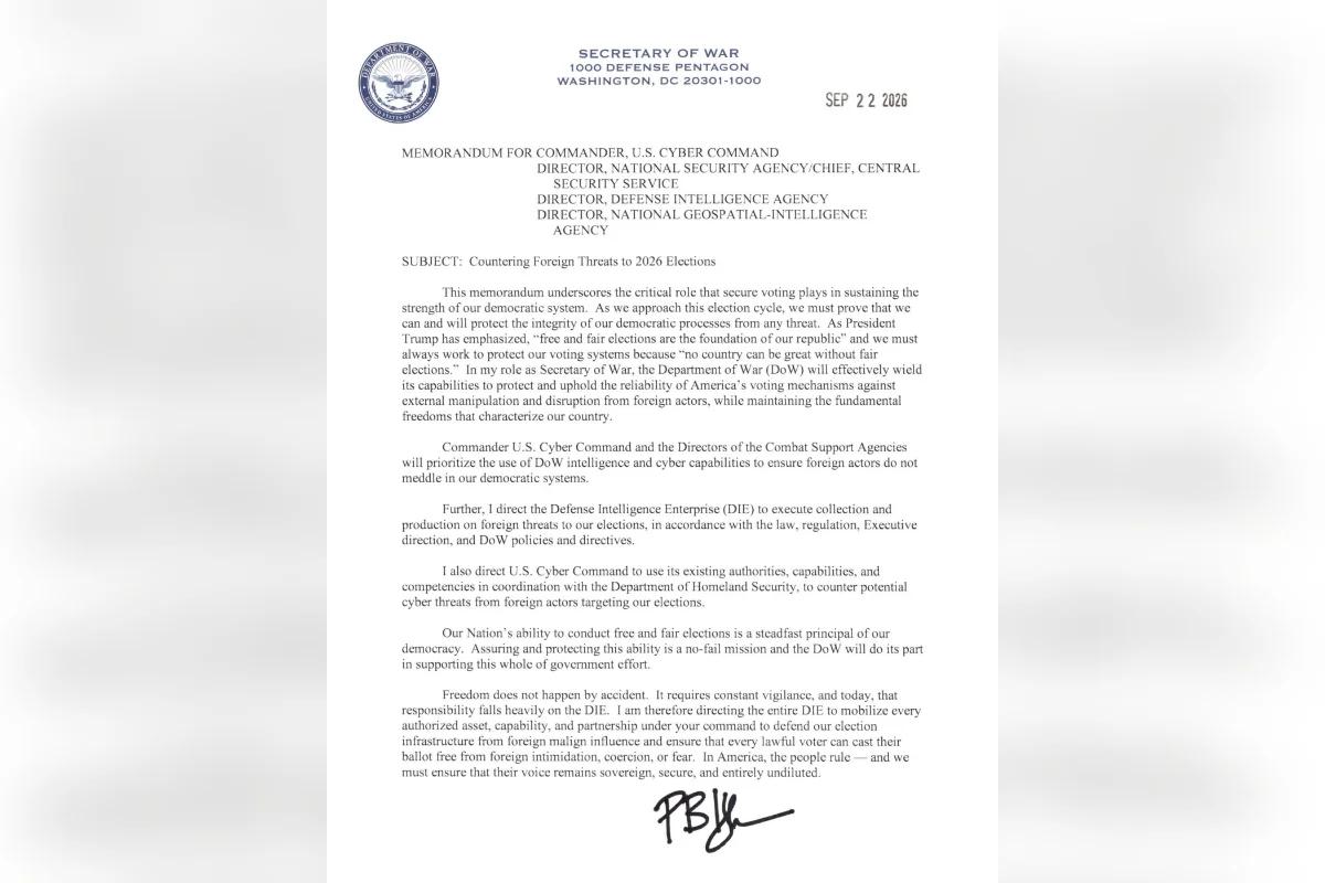 EUA usa Departamento de Guerra contra “ameaças estrangeiras” nas eleições - imagem 1 EUA usa Departamento de Guerra contra “ameaças estrangeiras” nas eleições - imagem 1