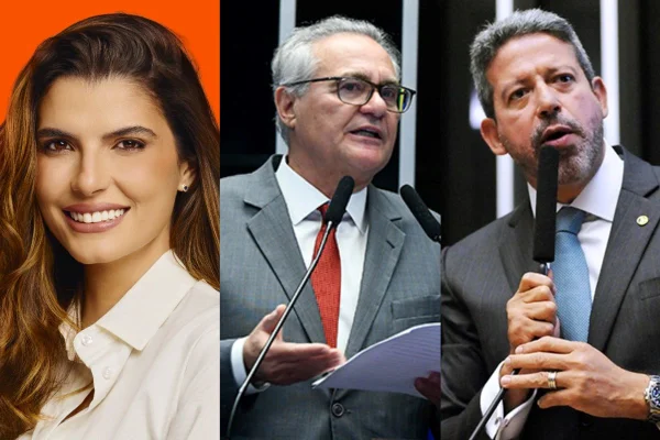 Montagem com fotos coloridas de Marina JHC, Renan Calheiros, Arthur Lira - Metrópoles