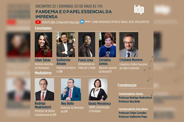 Papel da imprensa na pandemia é tema de debate virtual neste domingo