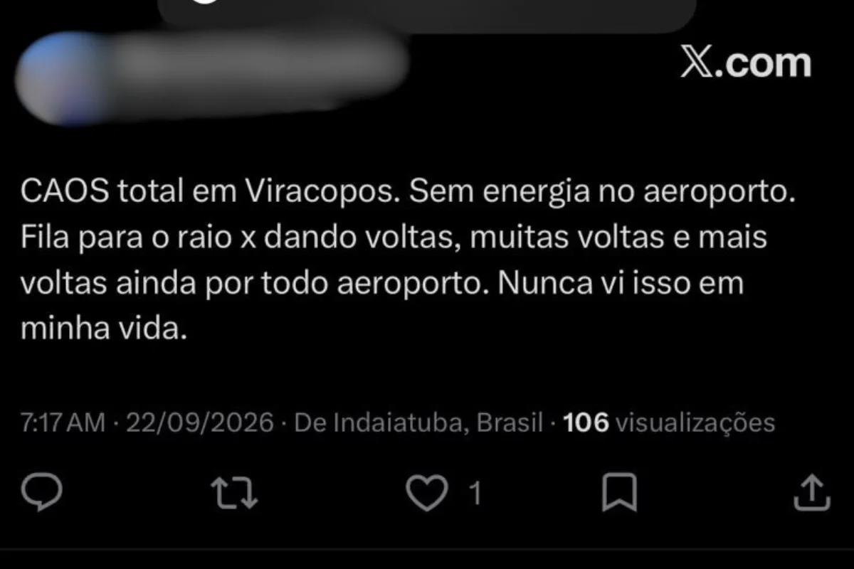 Reclamação de passageiros sobre a falha de energia no Aeroporto de Viracopos na manhã desta terça (22/9) Reclamação de passageiros sobre a falha de energia no Aeroporto de Viracopos na manhã desta terça (22/9)