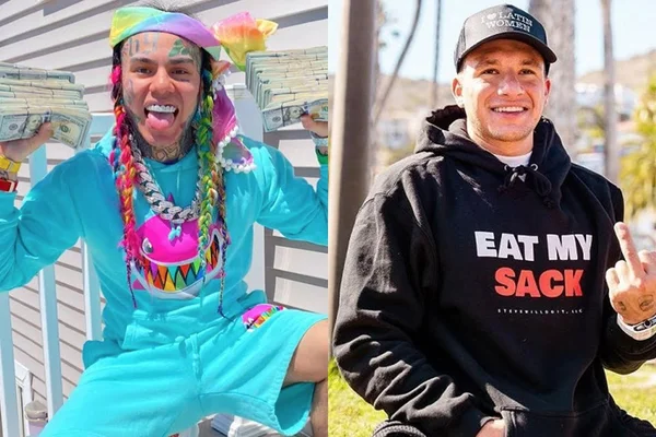 Rapper 6ix9ine e o youtuber Steve Will Do It (Reprodução/Montagem Metrópoles)