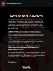 Convicta", dispara Silvânia Aquino, ex-vocalista do Calcinha Preta, ao sair da banda Convicta", dispara Silvânia Aquino, ex-vocalista do Calcinha Preta, ao sair da banda