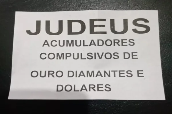 Panfleto antisemita distribuído no Rio de Janeiro