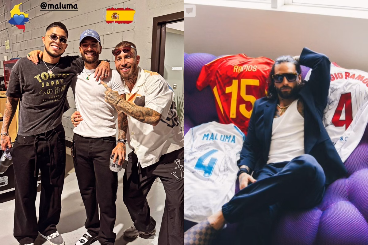 Foto colorida de Sergio Ramos e Maluma - Metrópole