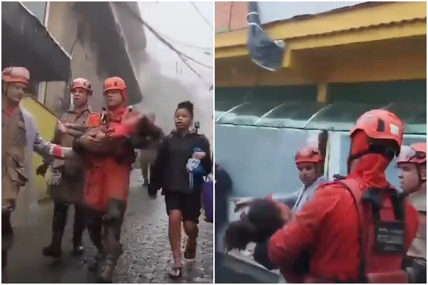 Imagem colorida mostra menina resgatada nos escombros no rio de janeiro após chuvas - Metrópoles