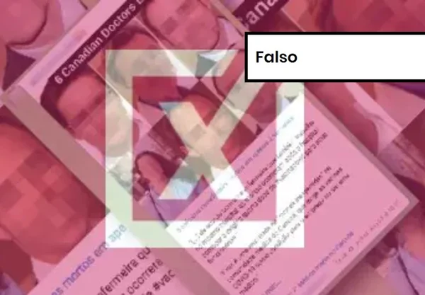 Imagem colorida de post falso sobre mortes de médicos canadenses