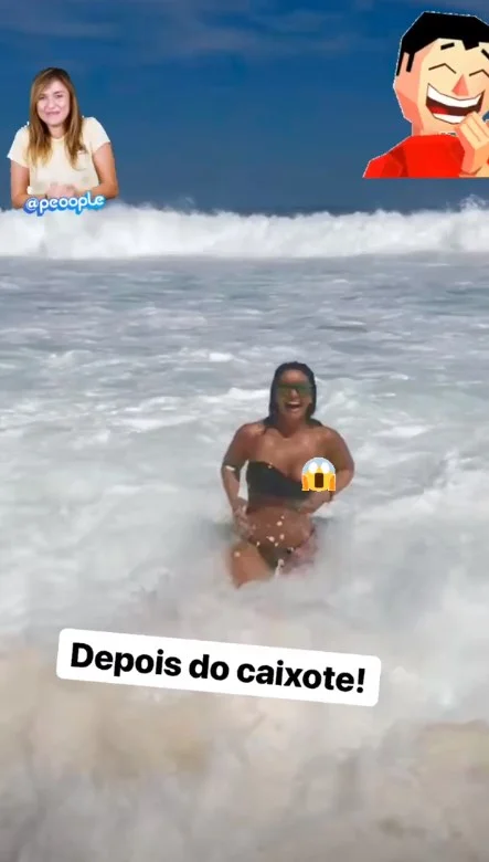 Mas a modelo não perdeu o bom-humor por isso Mas a modelo não perdeu o bom-humor por isso