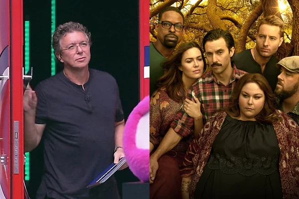 Boninho, diretor da Globo, e o elenco da série This Is Us
