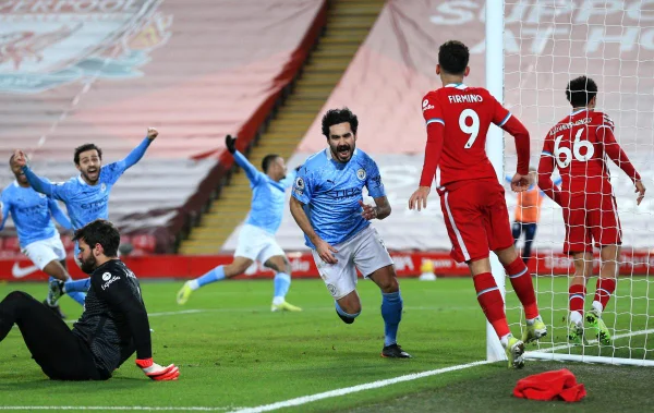 Alisson falha duas vezes e Manchester City goleia o Liverpool em Anfield