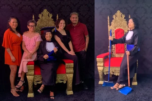 Jovem faz ensaio de formatura com vassoura em homenagem à mãe diarista