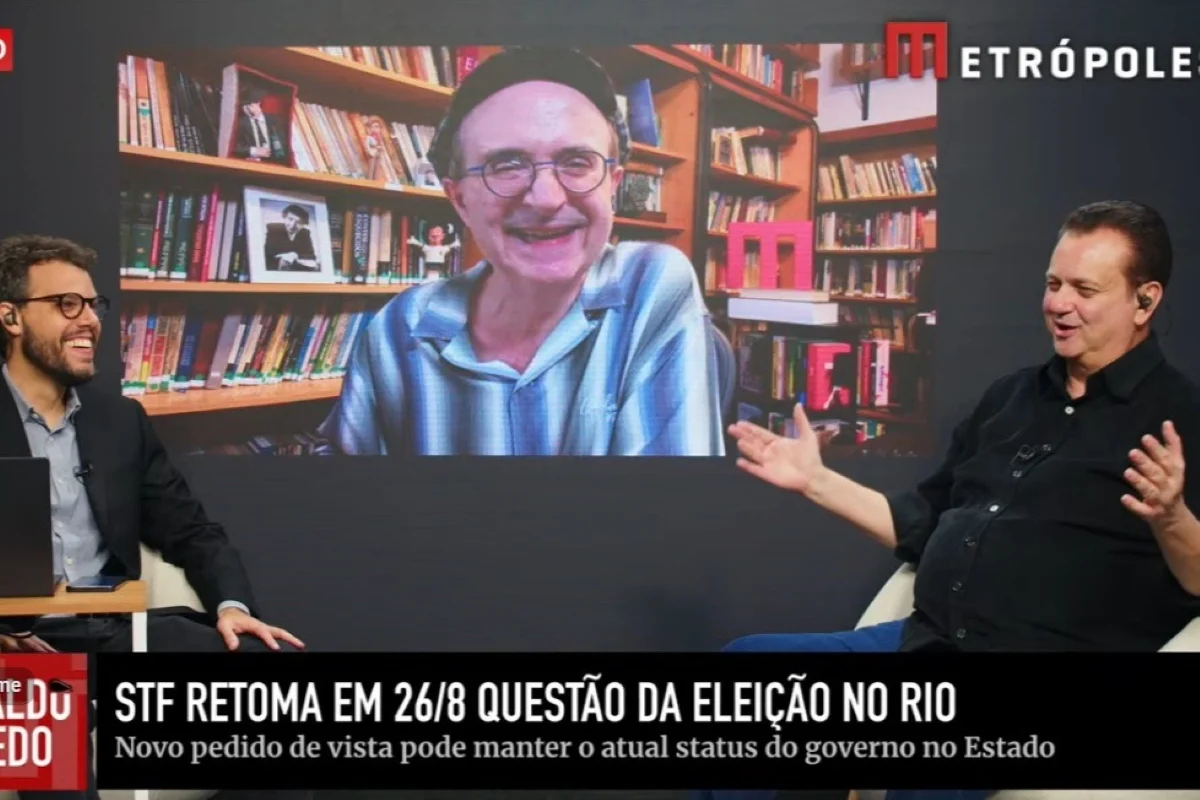 O presidente do PSD e pré-candidato a vice na chapa de Ronaldo Caiado à Presidência, Gilberto Kassab, em entrevista ao Metrópoles - na foto em conversa com os jornalistas Fabio Leite e Reinaldo Azevedo O presidente do PSD e pré-candidato a vice na chapa de Ronaldo Caiado à Presidência, Gilberto Kassab, em entrevista ao Metrópoles - na foto em conversa com os jornalistas Fabio Leite e Reinaldo Azevedo