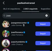 A atriz Paolla Oliveira segue Chumbinho no Instagram A atriz Paolla Oliveira segue Chumbinho no Instagram