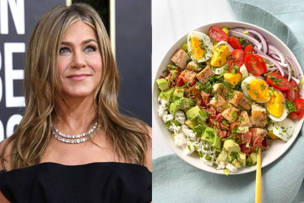 montagem com jennifer aniston e cobb salad