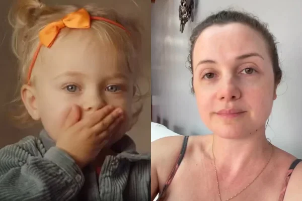 Alice, de 2 anos, e sua mãe, Morgana Secco