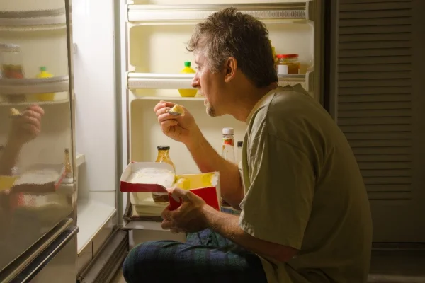 atacando a geladeira alimentos