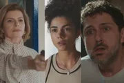 Ana Clara (Samantha Jones), Odete Roitman (Débora Bloch) e Leonardo (Guilherme Magon) em cena de Vale Tudo