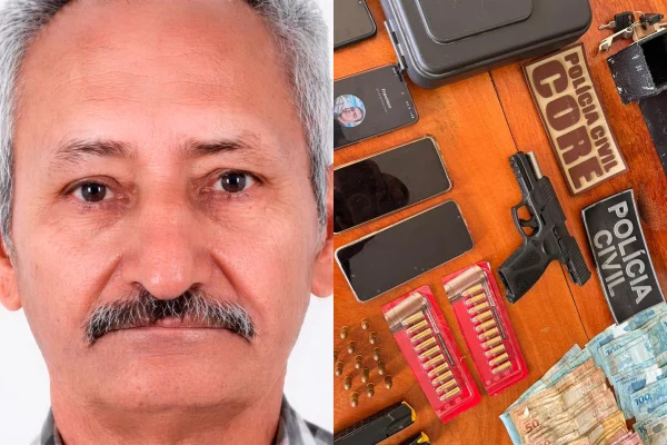 Imagem colorida, Antônio e itens apreendidos no crime - Metrópoles