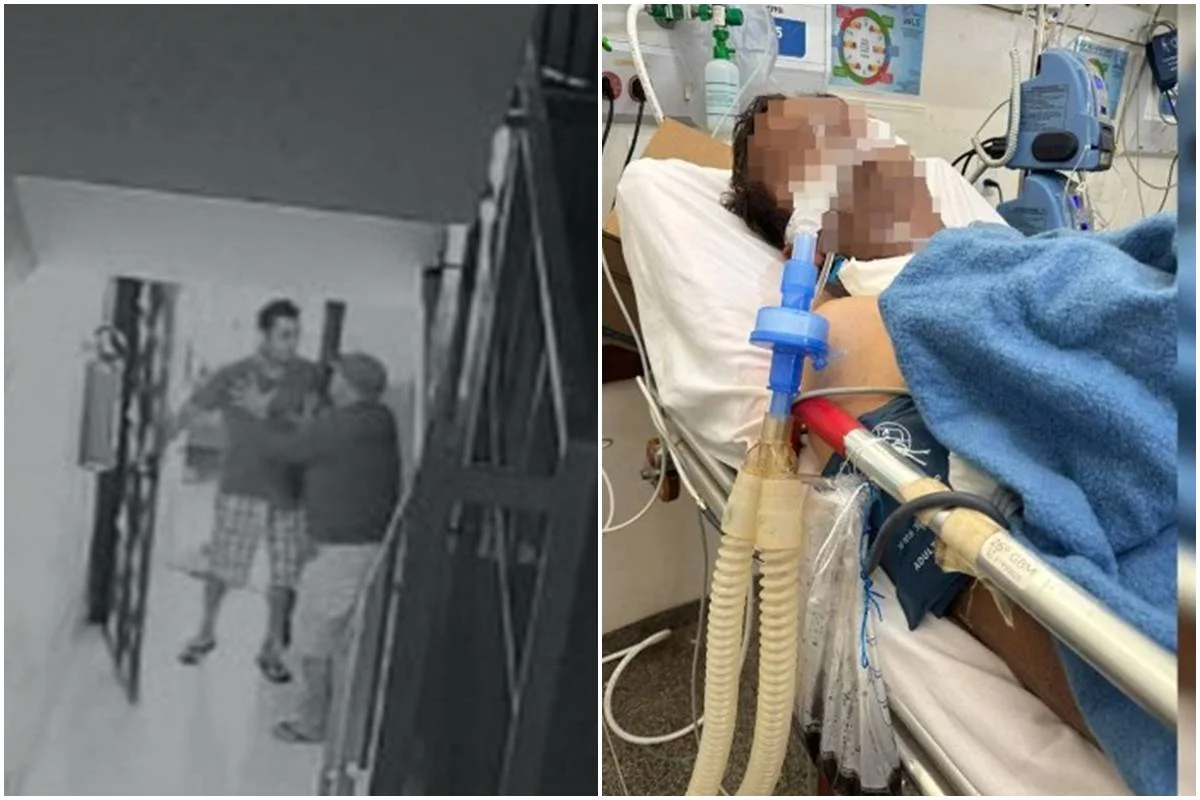 Veja momento em que amigo empurra homem que morreu em quina de mesa