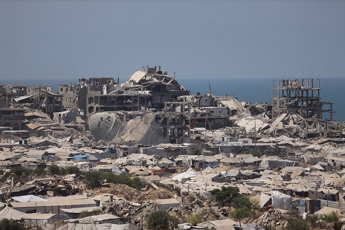 Imagem de bombardeios em Gaza
