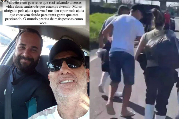montagem com foto de renato gaucho ao lado de homem e foto dele caminhando - metrópoles