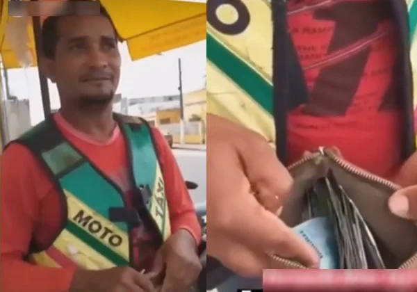 Mototaxista acha carteira com mais de R$ 1 mil e devolve para dona