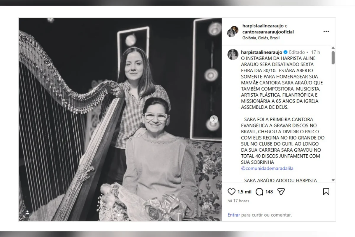 Post da filha de Sara Araújo em homenagem à mãe Post da filha de Sara Araújo em homenagem à mãe