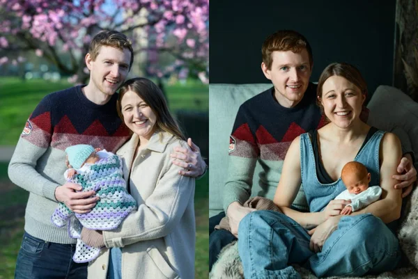 Grace Davidson, que nasceu sem útero, e seu marido Angus deram as boas-vindas à sua bebê Amy