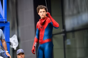 GLASGOW, UNITED KINGDOM - AUGUST 3: (UK OUT) Tom Holland is seen on the set of 'Spider-Man: Brand New Day' on August 3, 2025 in Glasgow, Scotland. (Photo by MEGA/GC Images)