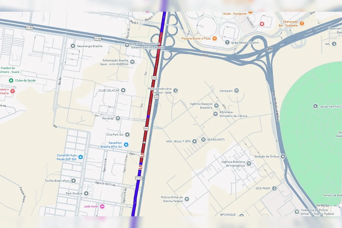 Segundo o aplicativo, o registro é de 1,3 km de congestionamento Segundo o aplicativo, o registro é de 1,3 km de congestionamento